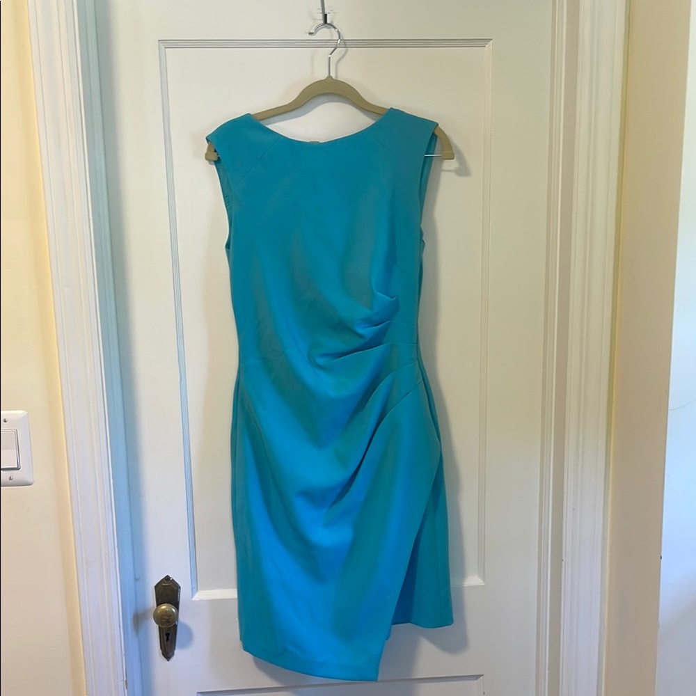 Adrianna Papell Blue Asymmetrical Sheath Dress- 6